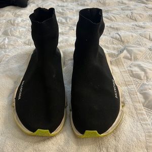 Balenciaga black runners green bottom
